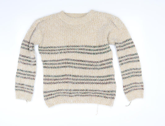 Best Live Womens Beige Striped  Pullover Jumper Size L