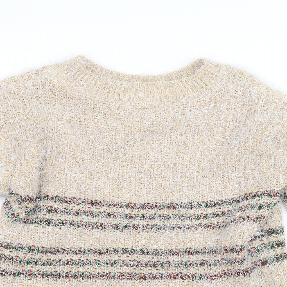 Best Live Womens Beige Striped  Pullover Jumper Size L