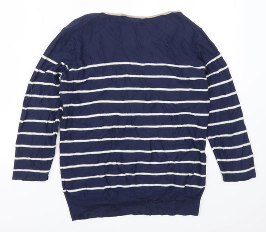 Fransa Womens Blue Striped  Pullover Jumper Size S