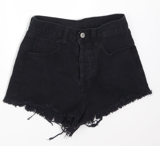 Preworn Womens Black  Denim Hot Pants Shorts Size S