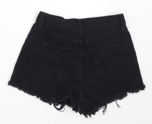 Preworn Womens Black  Denim Hot Pants Shorts Size S