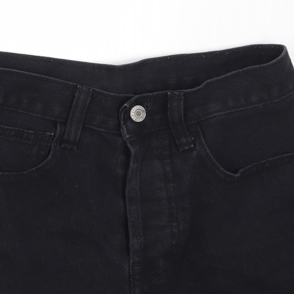 Preworn Womens Black  Denim Hot Pants Shorts Size S