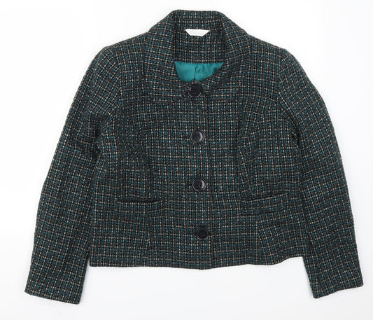 Classics Womens Blue Check  Pea Coat Coat Size 16