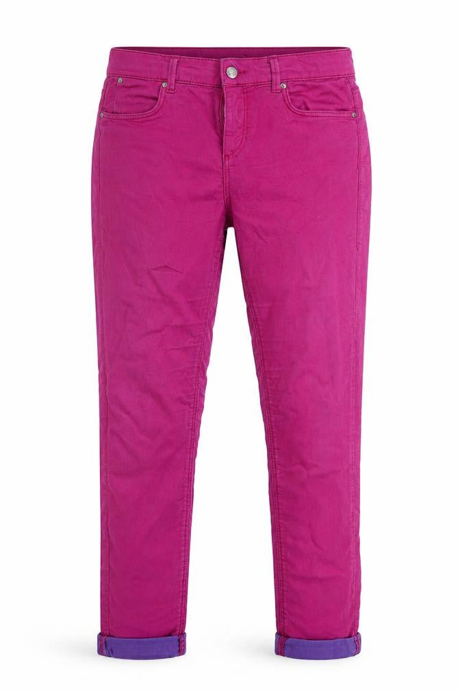 Front view of Topshop women’s pink tapered jeans, size UK 28, in, 26-inch leg