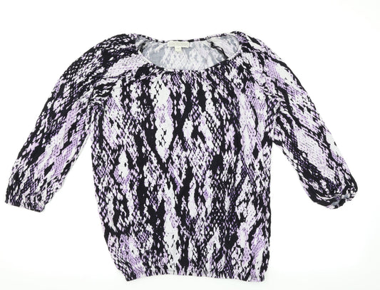 Dana Buchman Womens Purple Animal Print  Basic T-Shirt Size S