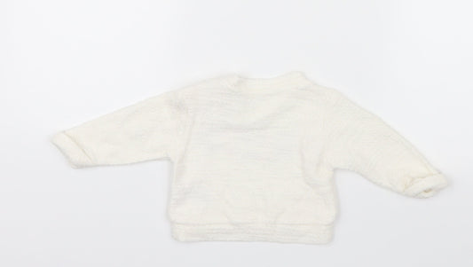 Nutmeg Girls White   Pullover Jumper Size 0-3 Months