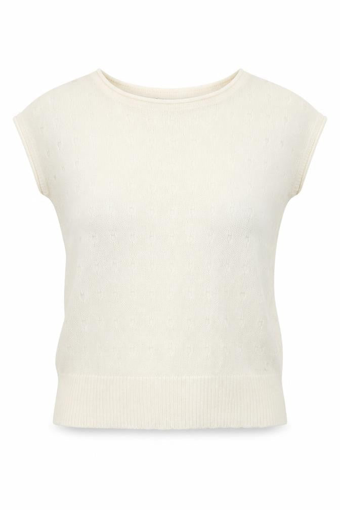 Select Womens Ivory  Knit Basic T-Shirt Size 10