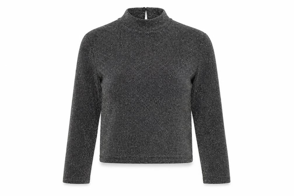 Front view of H&M women’s silver basic blouse, size M