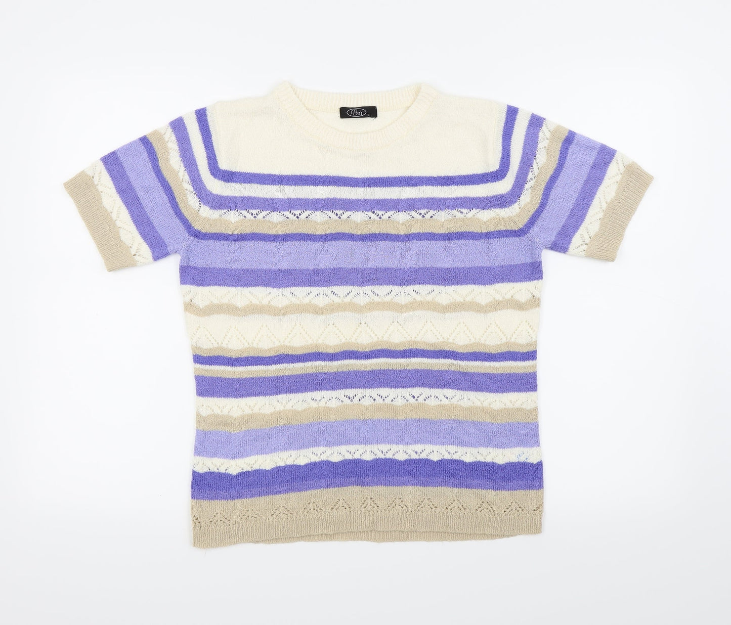 Bon Marché Womens Blue Striped  Basic T-Shirt Size S