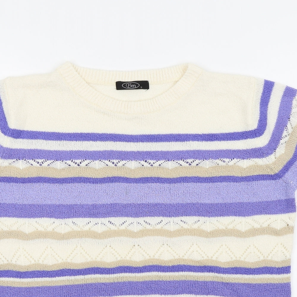 Bon Marché Womens Blue Striped  Basic T-Shirt Size S