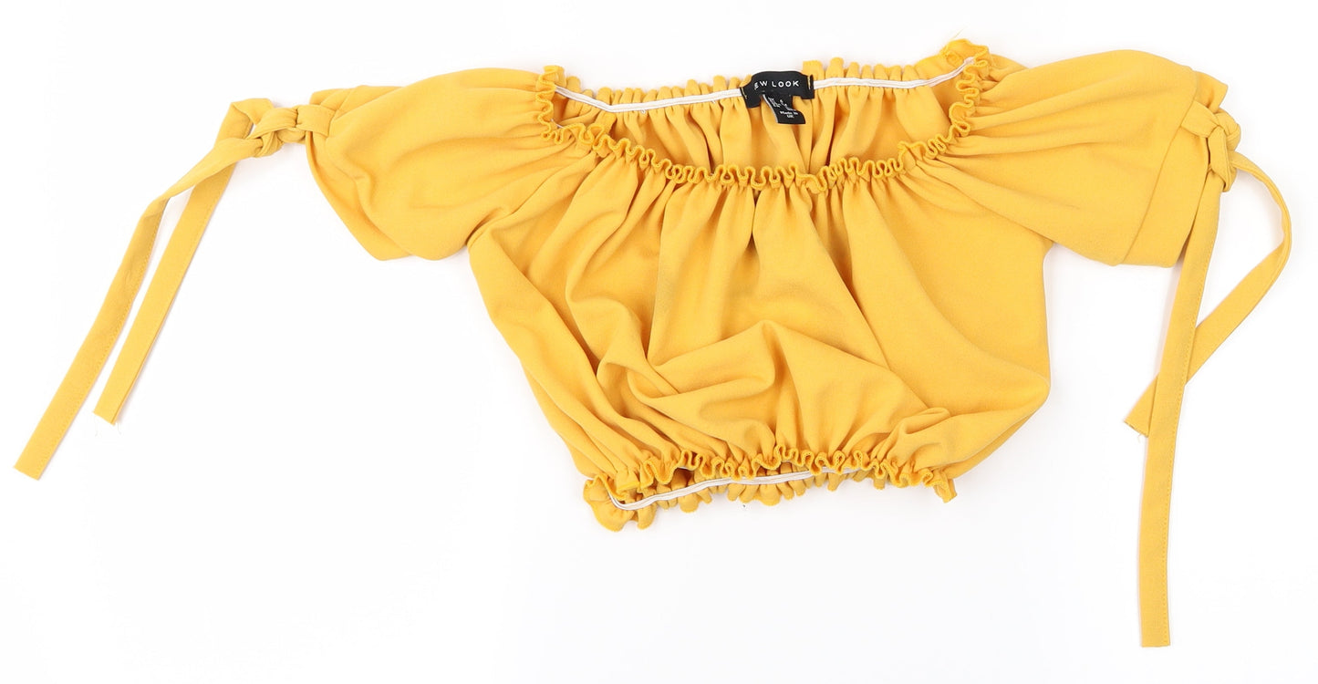 New Look Womens Yellow   Basic T-Shirt Size 6  - Cropped