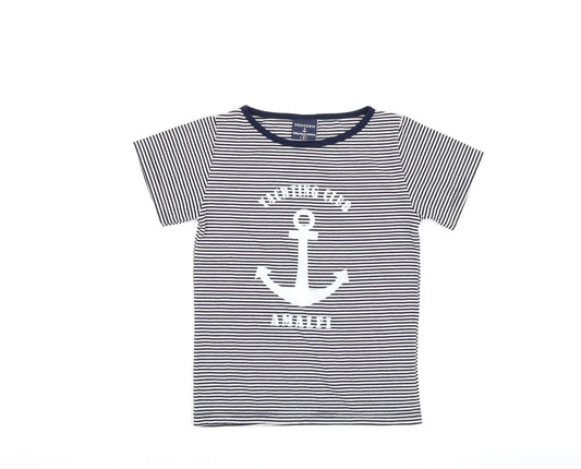 Desiderio Girls Blue Striped  Basic T-Shirt Size S  - yachting club amalfi