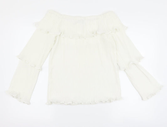PRETTYLITTLETHING Womens White   Basic Blouse Size 12  - pleated