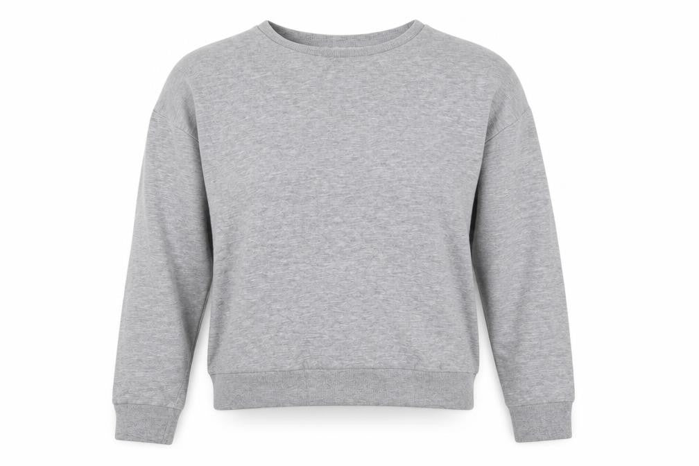 Front view of Clockhouse women’s grey pullover sweatshirt, size M