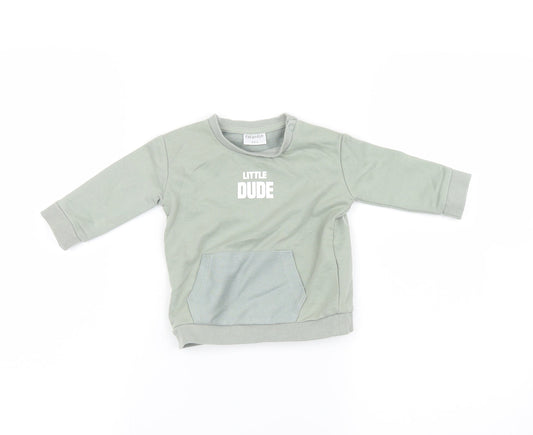 Additional front view of F&F Green jumper, size 3-6, Months - little dude