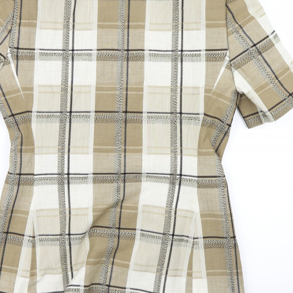 Marks and Spencer Womens Beige Plaid  Jacket Blazer Size 12