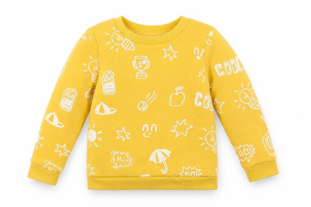 Primark Yellow Spotted  Pullover Jumper Size 24 Months  - popcorn, star, apple
