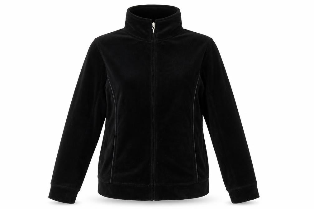 Front view of Bonmarché women’s black full zip sweatshirt, size S