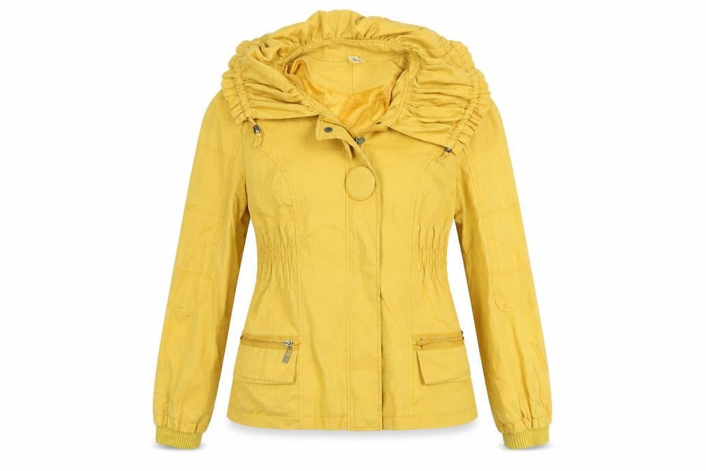 Front view of Fashion M women’s yellow jacket coat, size S