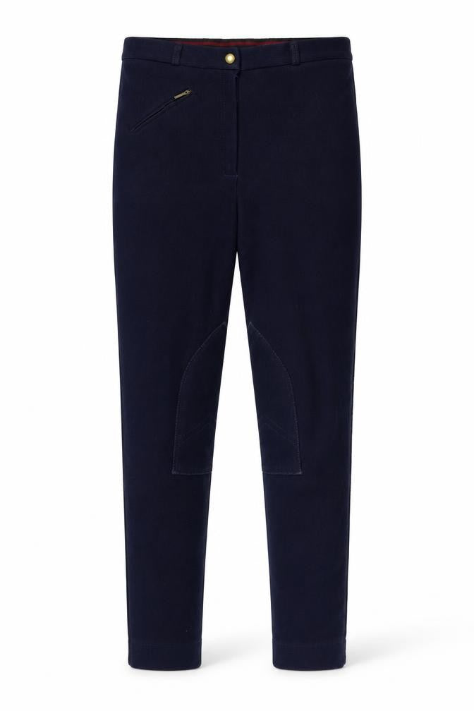 Front view of Preworn men’s blue carrot trousers, size 30, in, 30-inch leg