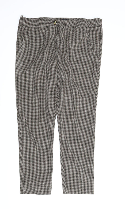 Papaya Womens Brown Plaid  Carrot Trousers Size 16 L28 in