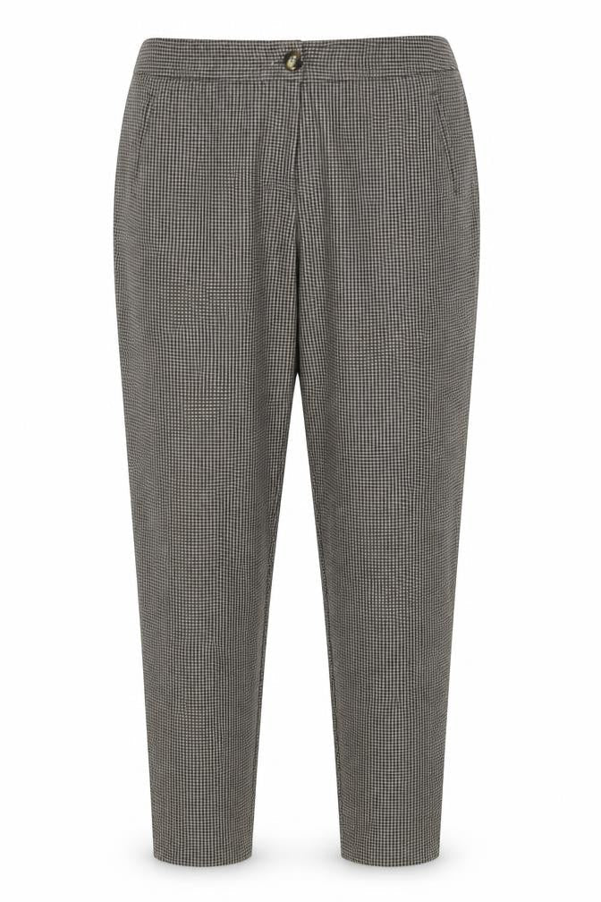 Front view of Papaya women’s brown plaid carrot trousers, size UK 16, 28-inch leg