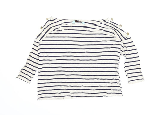 New Look Womens Beige Striped  Basic Blouse Size 8