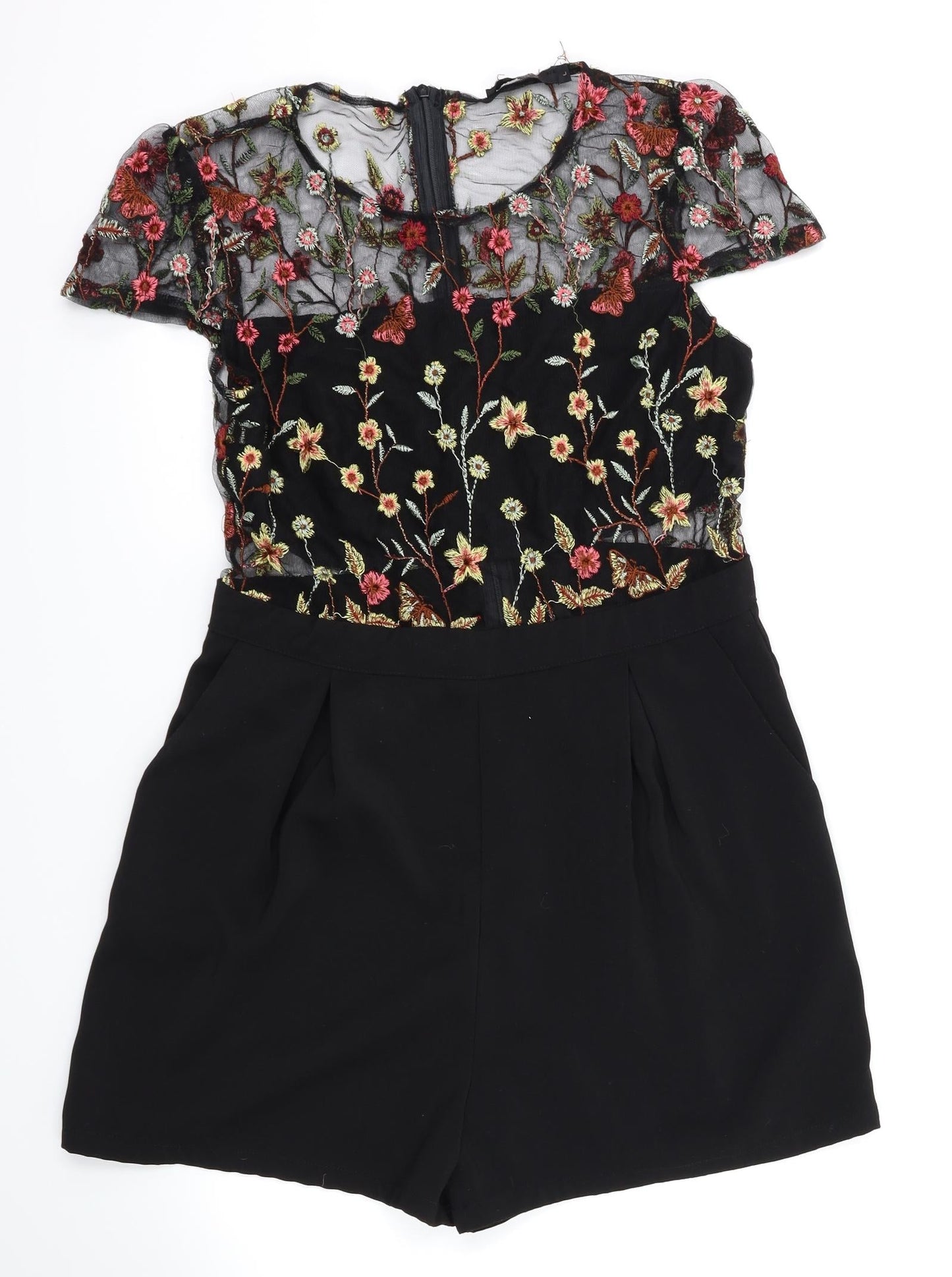 in vogue Paris  Womens Black Floral  Playsuit One-Piece Size L