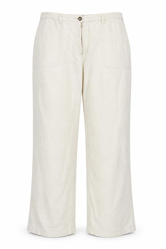 Front view of Etam women’s ivory trousers, size UK 16, 31-inch leg