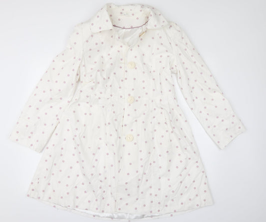 Marks and Spencer Womens White Polka Dot  Pea Coat Coat Size 12