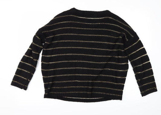 katsui Womens Black Striped   Jumper Size M  - Skull