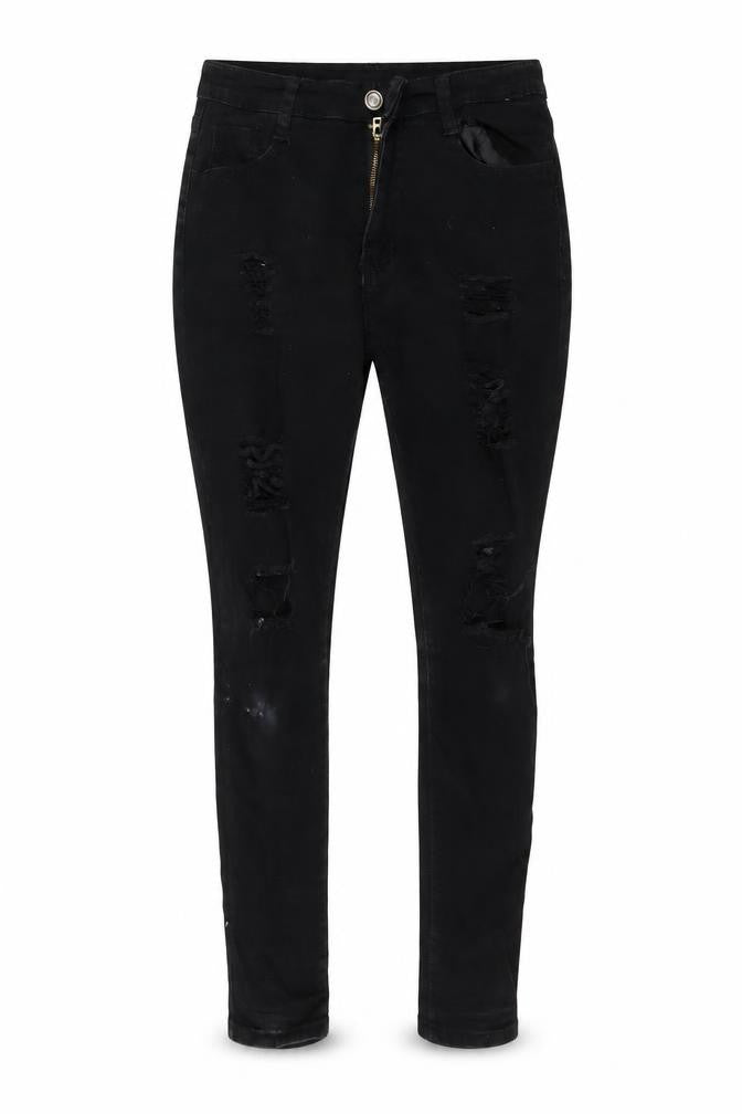 Front view of SHEIN women’s black denim skinny jeans, size S, 28-inch leg