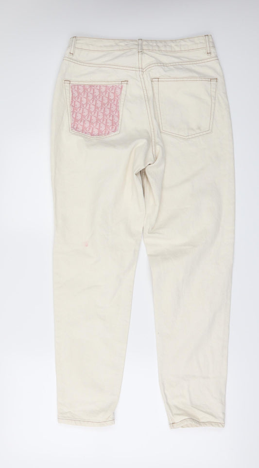 Topshop Mens Beige  Denim Straight Jeans Size 28 in L32 in