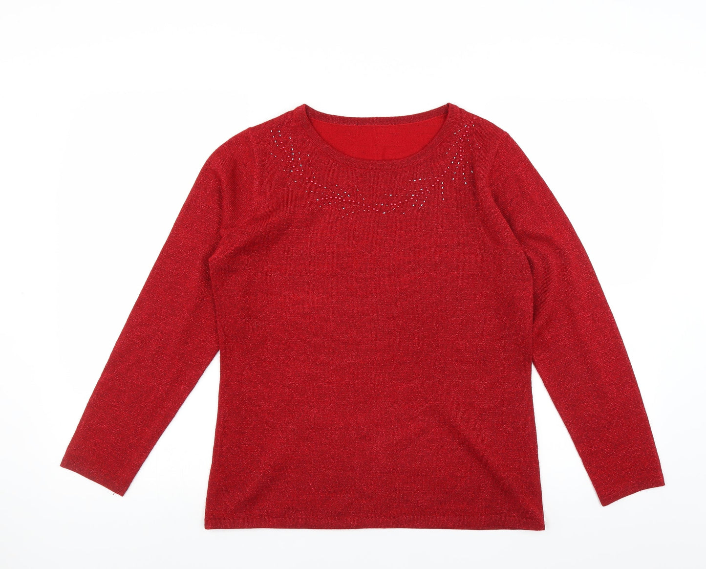 Preworn Womens Red   Pullover Jumper Size S  - beaded neckline