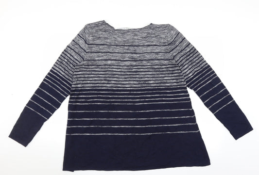 Max Studio Womens Blue Striped  Pullover Jumper Size L