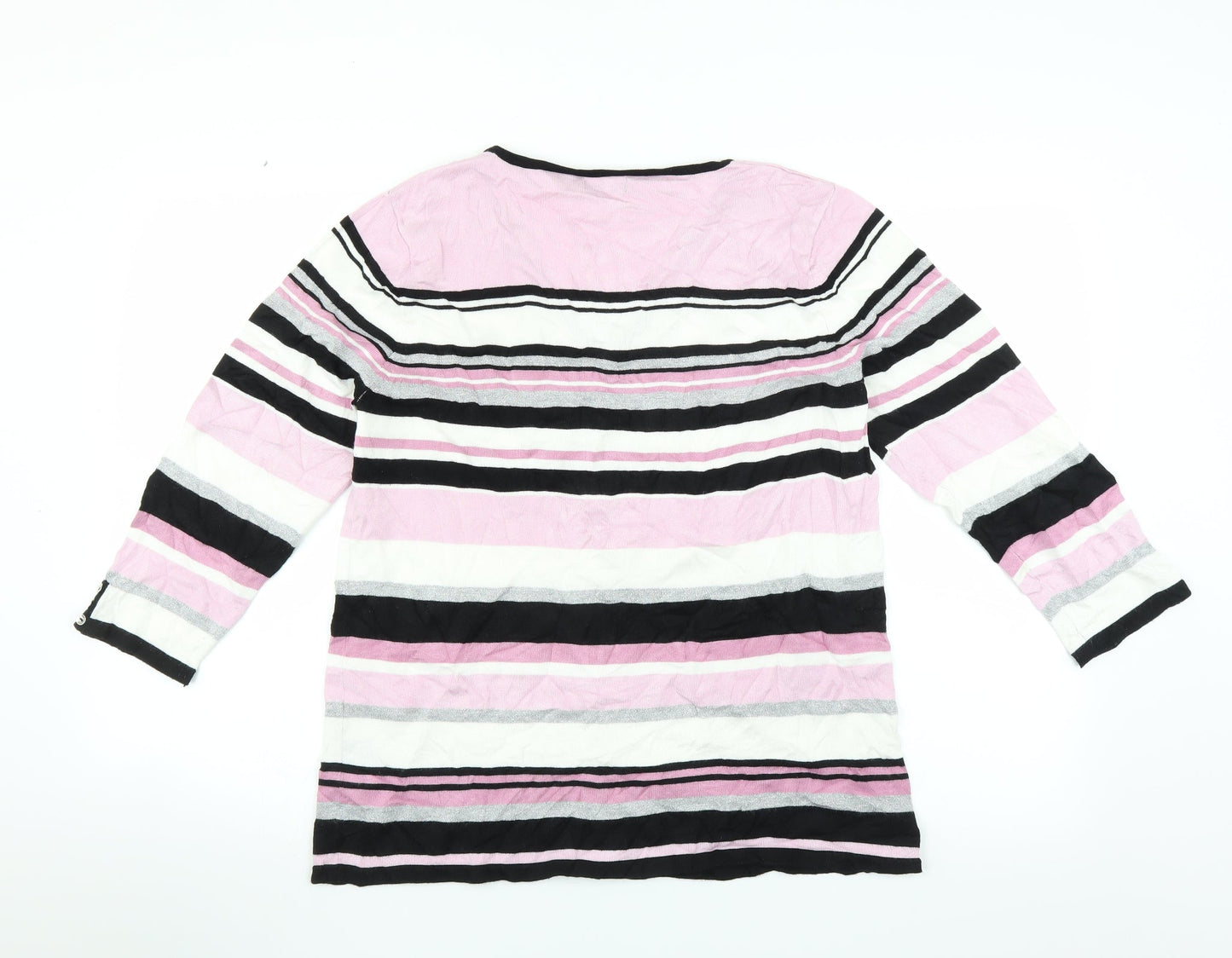 M&Co Womens Pink Striped  Pullover Jumper Size 18