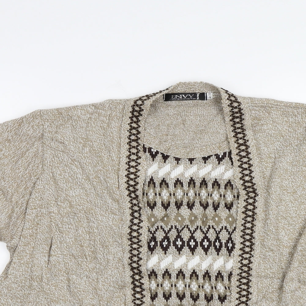 Envy Womens Brown Geometric  Pullover Jumper Size M  - Size S-M