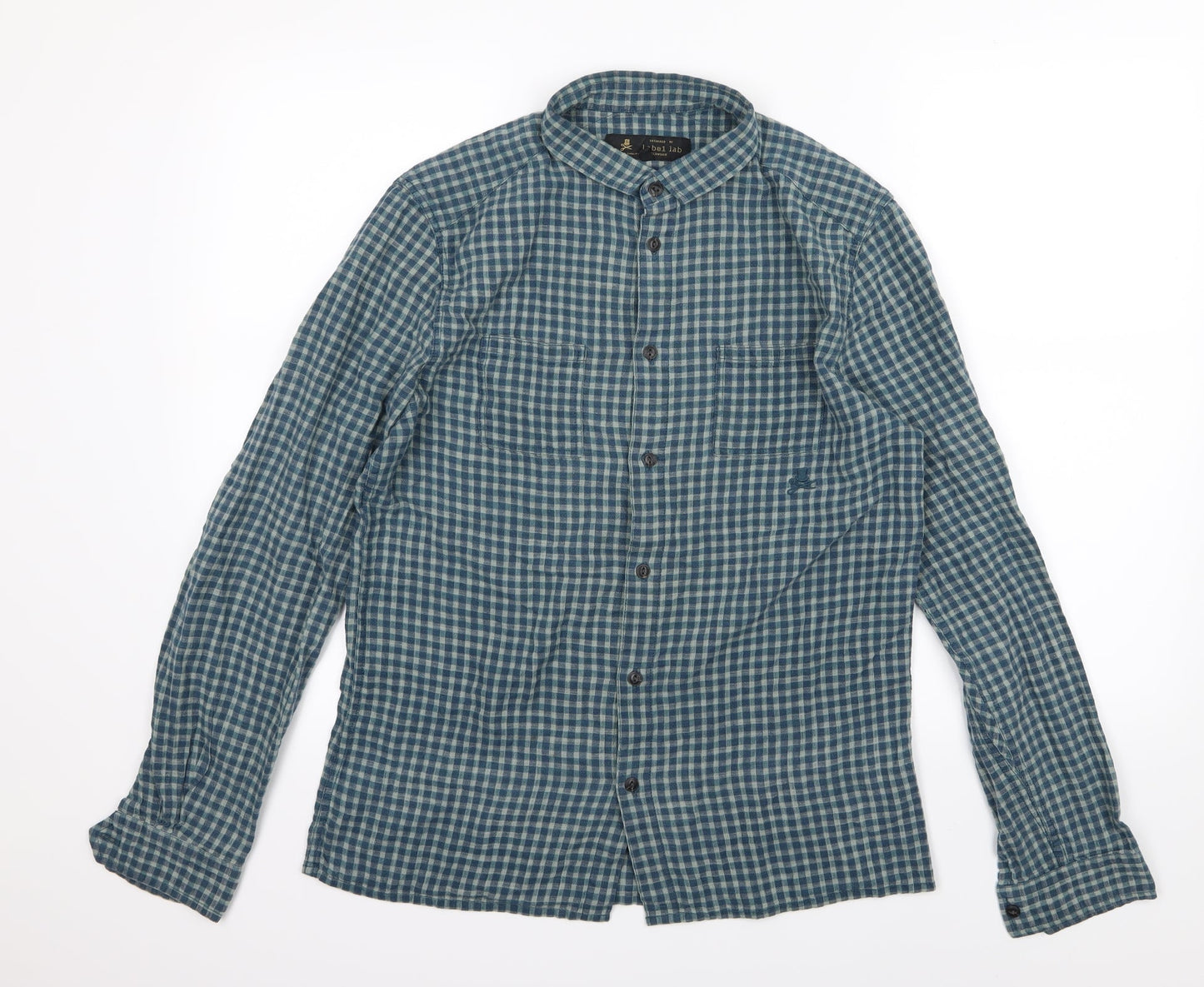 Label Lab Mens Blue Striped Woven  Button-Up Size M