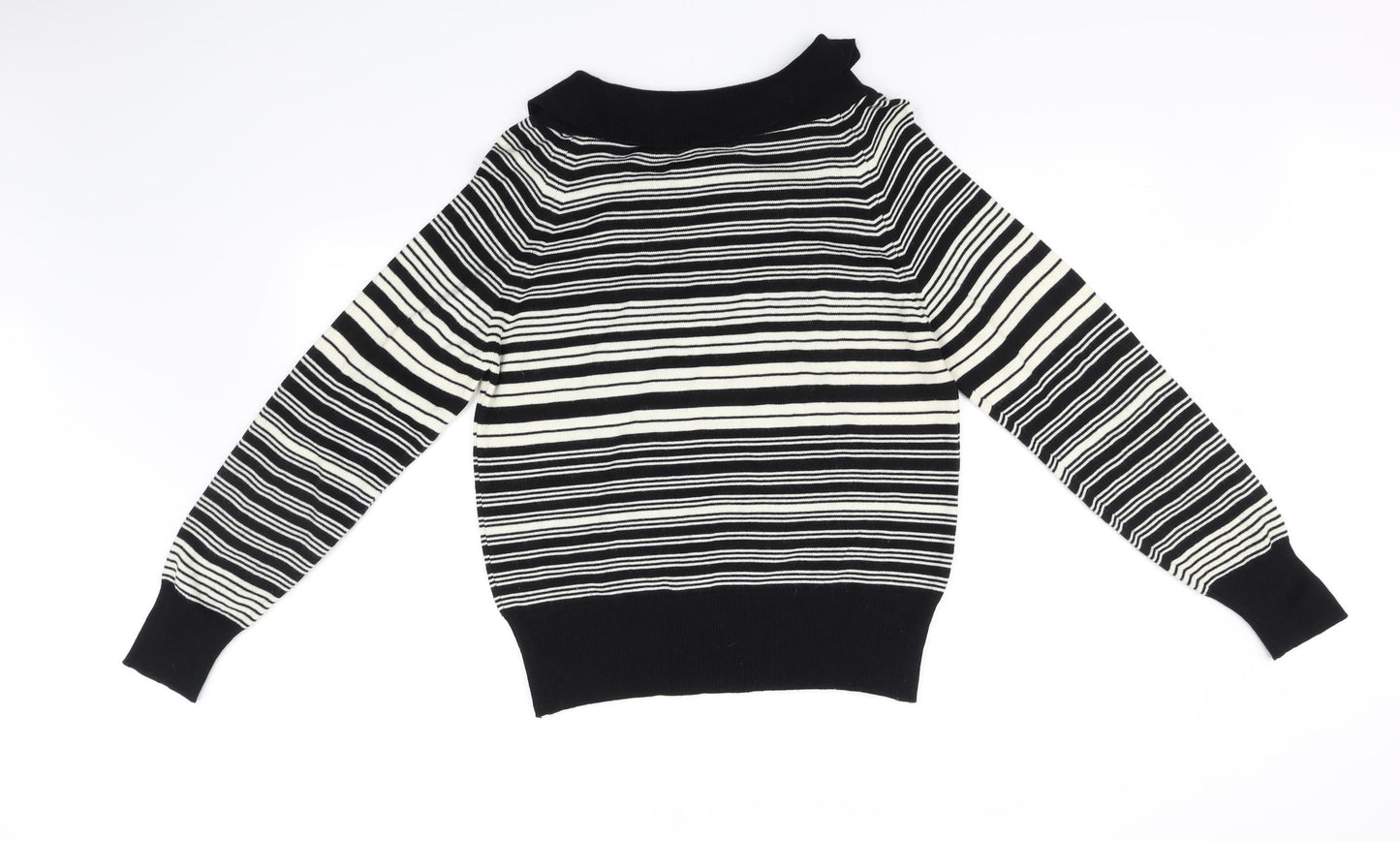 Marks and Spencer Womens Black Striped  Pullover Jumper Size 16