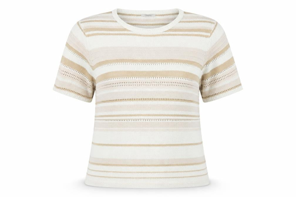Front view of berketex women’s beige henley jumper, size UK 10