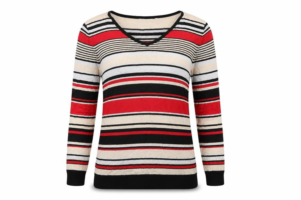 Front view of CANDA women’s red jumper, size M