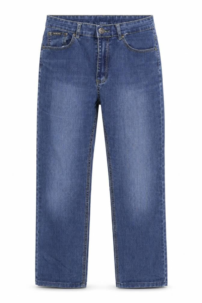Front view of in blue women’s black straight jeans, size UK 32, in, 31-inch leg