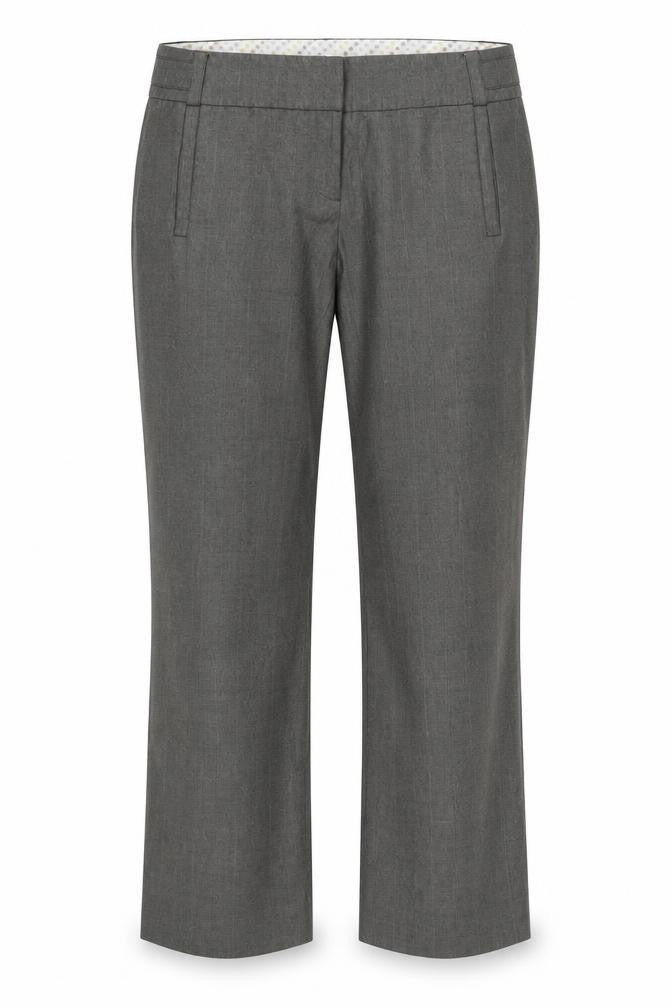 Front view of River island women’s grey trousers, size UK 14, 27-inch leg