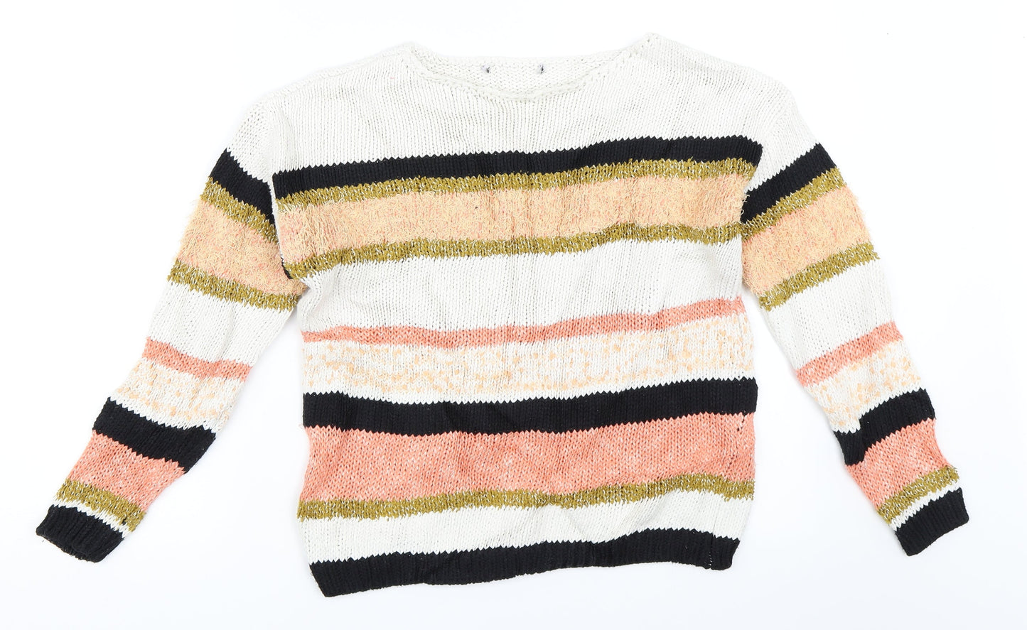 Marks and Spencer Womens Orange Striped  Pullover Jumper Size S