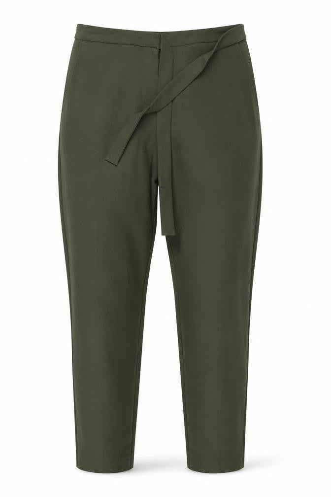 Front view of Misguided women’s green trousers, size UK 8, 24-inch leg