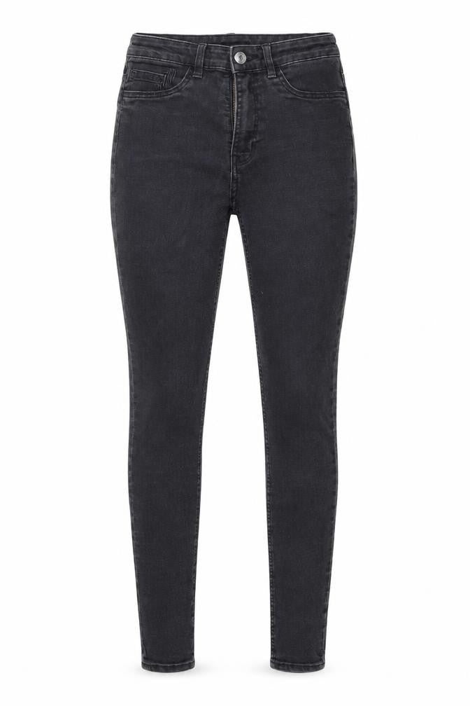 Front view of Divided women’s black denim skinny jeans, size UK 10, 27-inch leg