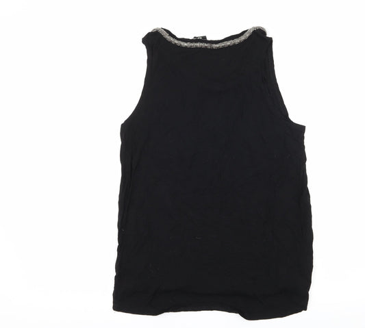 H&M Womens Black  Jersey Basic Tank Size M  - Embellished Neckline