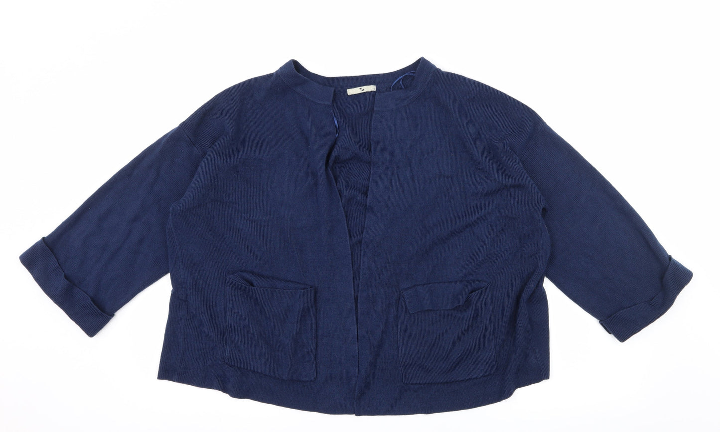 TU Womens Blue  Knit Cardigan Jumper Size 14
