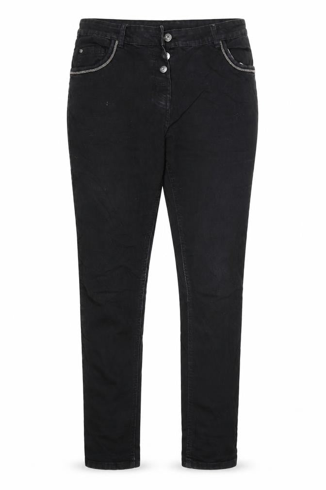 Front view of Gina women’s black straight jeans, size UK 44, 32-inch leg