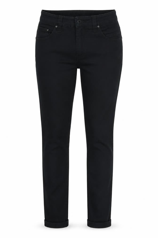 Front view of H&M women’s black skinny jeans, size UK 34, 28-inch leg